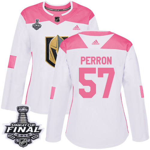 Adidas Golden Knights #57 David Perron White/Pink Authentic Fashion 2018 Stanley Cup Final Women's Stitched NHL Jersey - Click Image to Close